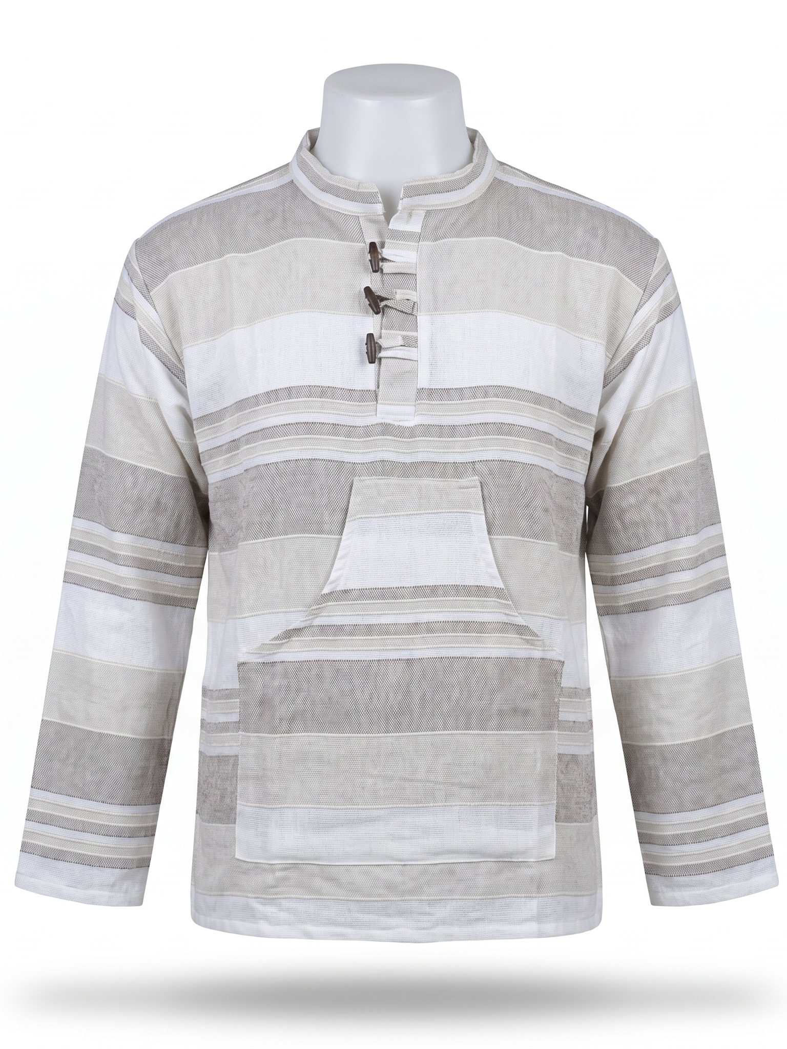 Unisex | Striped Grandad Cotton Shirt | Indian Boho style Kurta | kangaroo pocket | multicolored