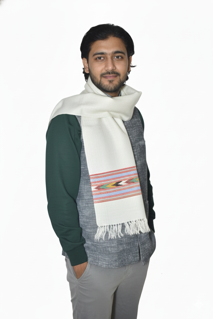 Men | Traditional Machine loomed Woolen Muffler | Himachali Kullu Patti design