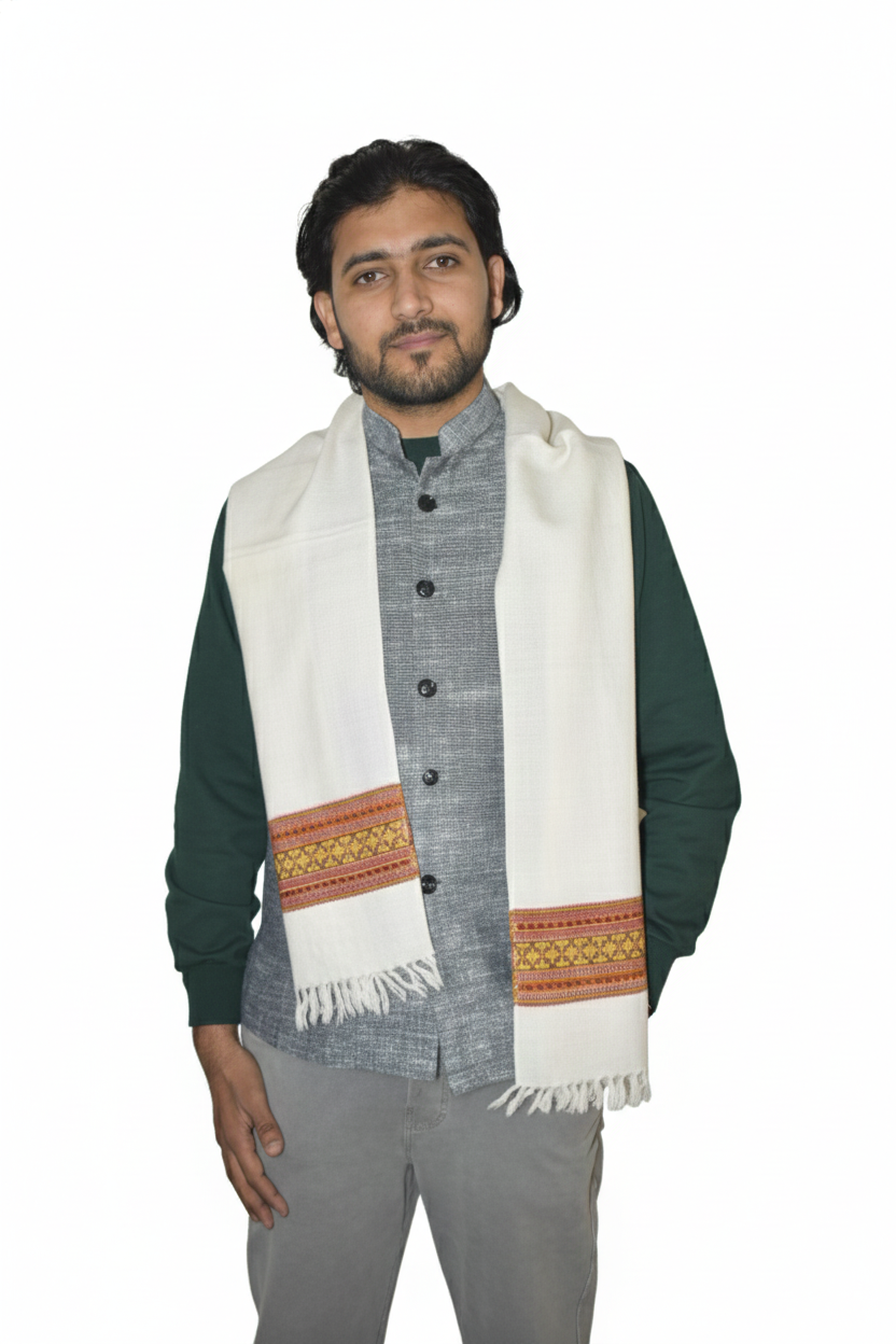 Men | Traditional Woolen Muffler | Himachali Kullu Patti design | Diamond weave