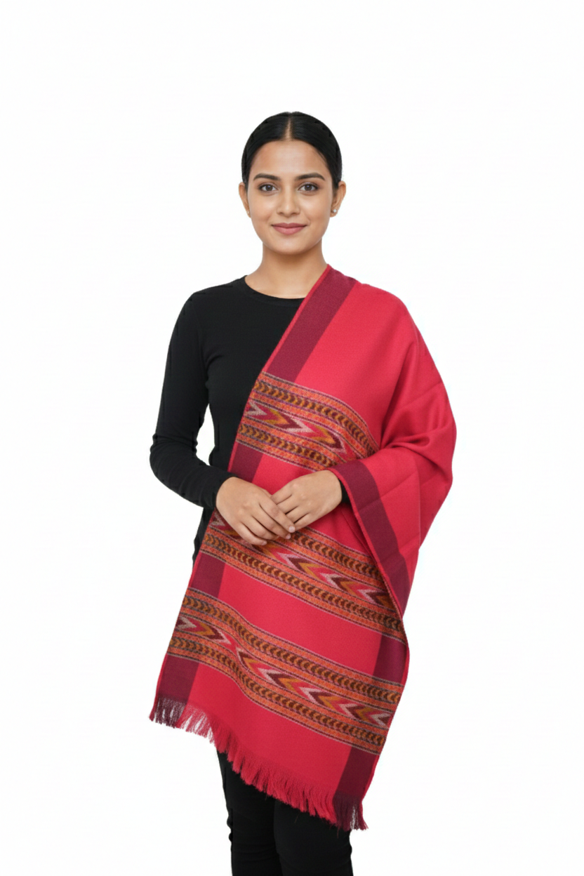 Women | Traditional Kullu Woolen Shawl | GI Tagged | 3-Patti Design | handloom