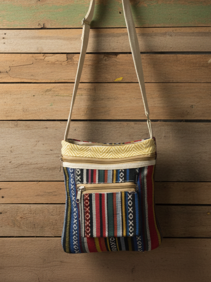 Cotton Big Boss Sling Bag | assorted multicoloured & textured pattern | convertible | women